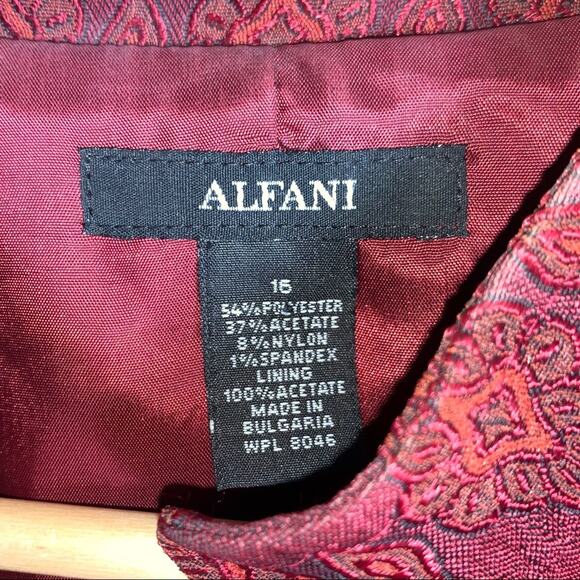 Alfani wine red Nehru long sleeve blazer suit jacket size 16 - Picture 3 of 4